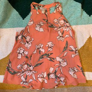 Coral Floral Flowy Loft Tank